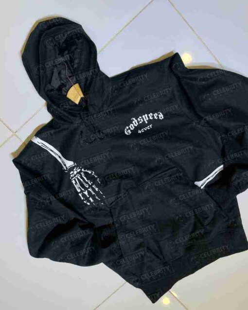 R.O.D Godspeed Skull Black Washed Hoodie - Image 3