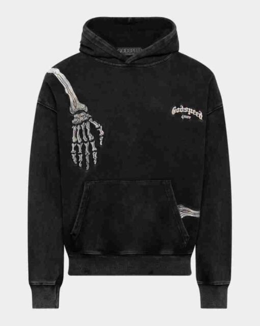 R.O.D Godspeed Skull Black Washed Hoodie - Image 2