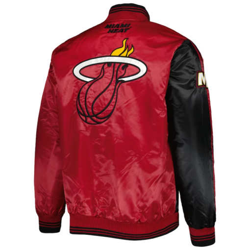NBA Men's Miami Heat Starter BlackRed Fast Break Satin Full-Snap Jacket by TJS - Image 2