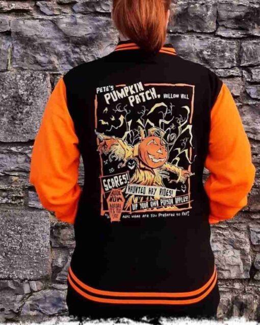 Ultimate Halloween Black and Orange Varsity Jacket - Image 3
