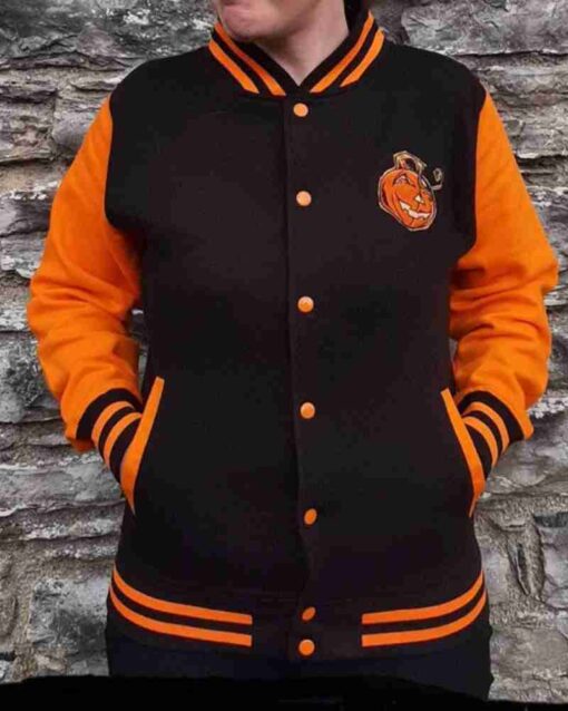 Ultimate Halloween Black and Orange Varsity Jacket - Image 2