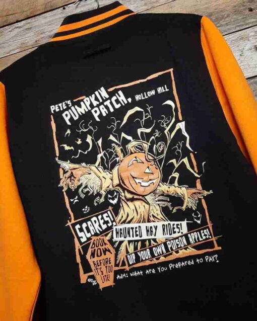 Ultimate Halloween Black and Orange Varsity Jacket - Image 4