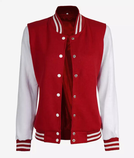 Women's Red and White Letterman Jacket - College Varsity Jacket