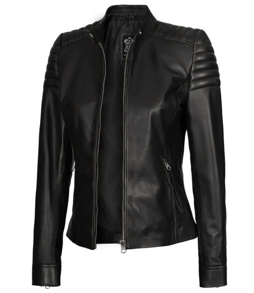 Women's Carrie Slim Fit Black Leather Jacket