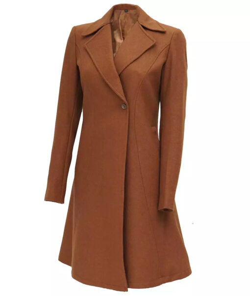 Denise Women’s Camel Double-Breasted Coat – Premium Wool